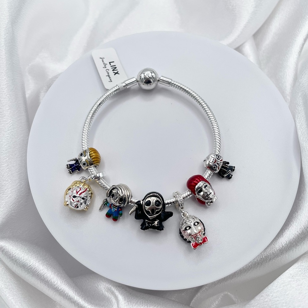 Linx Snake Chain Bracelet with Halloween Horror Themed Charms